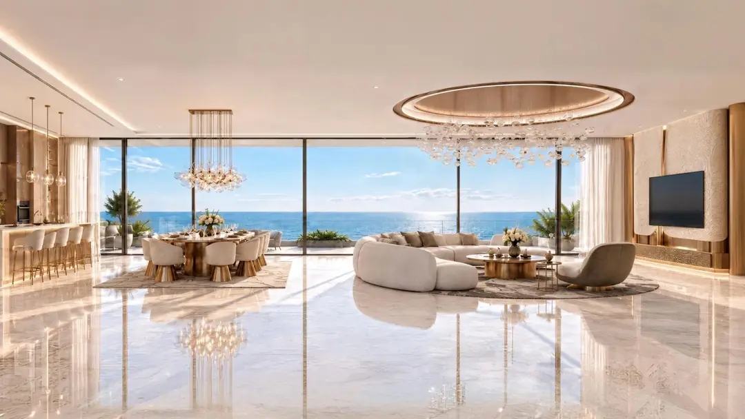 Penthouse living and dining at Shahrukhz Residences