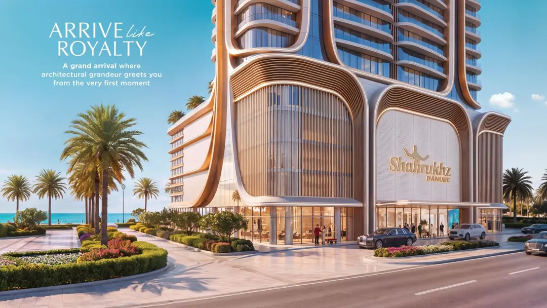 Grand entrance of the tower at Shahrukhz Residences